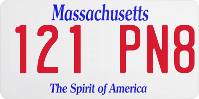 MA license plate 121PN8