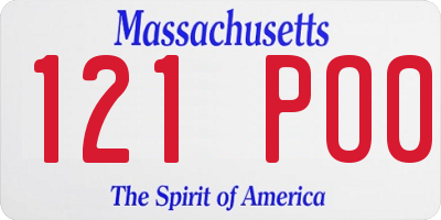 MA license plate 121PO0