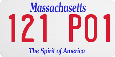MA license plate 121PO1