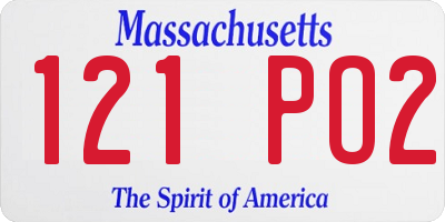 MA license plate 121PO2