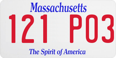MA license plate 121PO3
