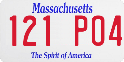 MA license plate 121PO4
