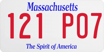 MA license plate 121PO7