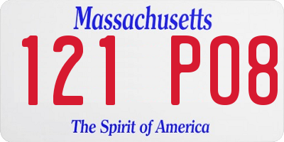 MA license plate 121PO8