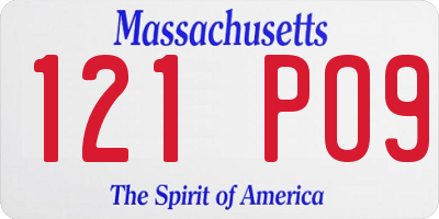 MA license plate 121PO9