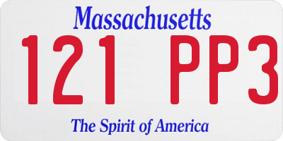 MA license plate 121PP3