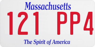 MA license plate 121PP4