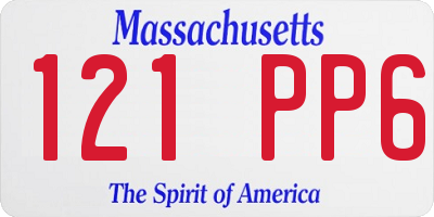 MA license plate 121PP6