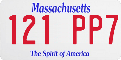 MA license plate 121PP7