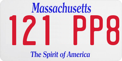 MA license plate 121PP8