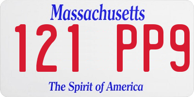 MA license plate 121PP9