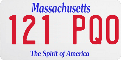 MA license plate 121PQ0