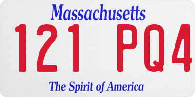 MA license plate 121PQ4