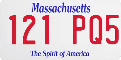 MA license plate 121PQ5