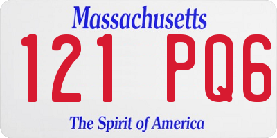 MA license plate 121PQ6
