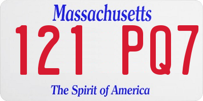 MA license plate 121PQ7