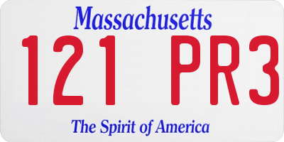MA license plate 121PR3