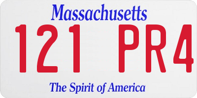 MA license plate 121PR4