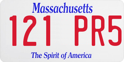 MA license plate 121PR5