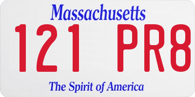 MA license plate 121PR8