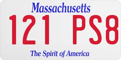 MA license plate 121PS8