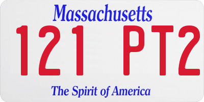 MA license plate 121PT2