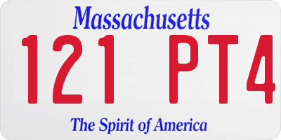 MA license plate 121PT4