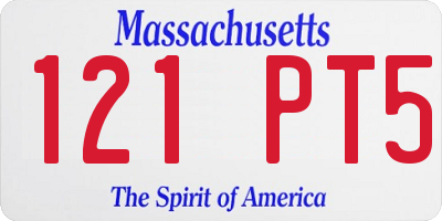 MA license plate 121PT5