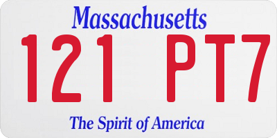 MA license plate 121PT7