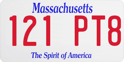MA license plate 121PT8