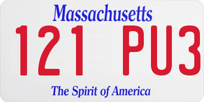 MA license plate 121PU3