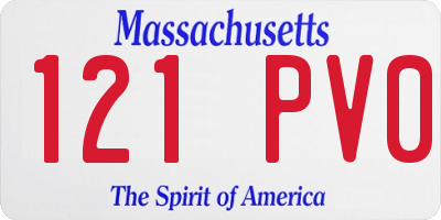 MA license plate 121PV0