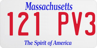 MA license plate 121PV3