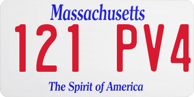 MA license plate 121PV4