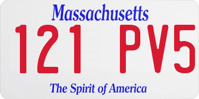 MA license plate 121PV5
