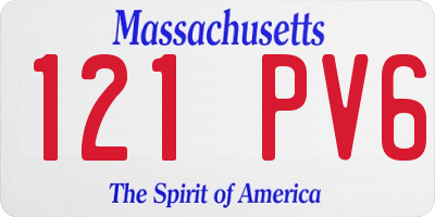 MA license plate 121PV6
