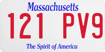 MA license plate 121PV9