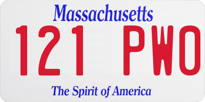 MA license plate 121PW0