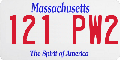 MA license plate 121PW2