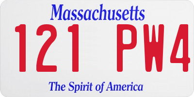 MA license plate 121PW4