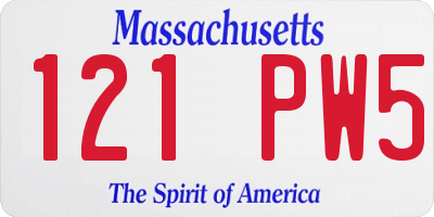 MA license plate 121PW5
