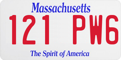 MA license plate 121PW6