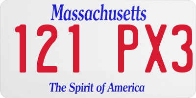 MA license plate 121PX3