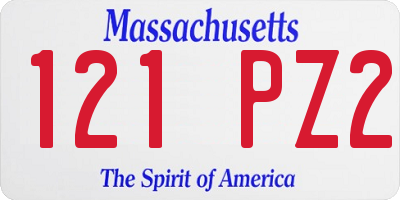 MA license plate 121PZ2