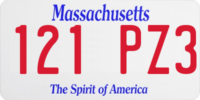 MA license plate 121PZ3