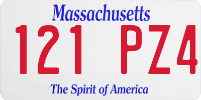 MA license plate 121PZ4