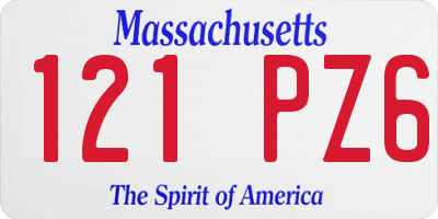 MA license plate 121PZ6