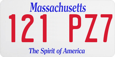MA license plate 121PZ7