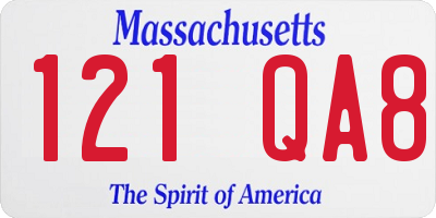 MA license plate 121QA8