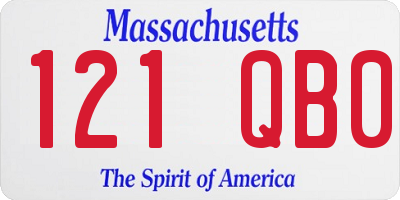 MA license plate 121QB0